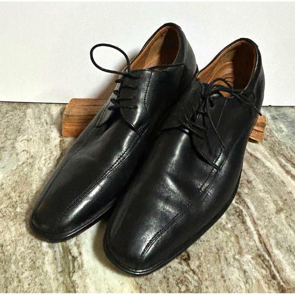 Clarks 1825 Mens Black Leather Derby Dress Shoes Square Toe 9.5M 261099387
